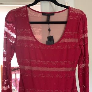 BCBG maxazria sangria lace with lining pink NWT dress  S stretches